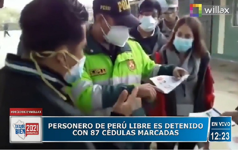 Willax Denuncias: Personero de Perú Libre es detenido con 87 cédulas marcadas [VIDEO]