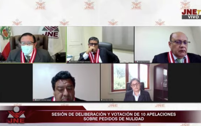 Pleno del JNE declaró infundados 10 expedientes de apelación sobre solicitudes de nulidad de mesas