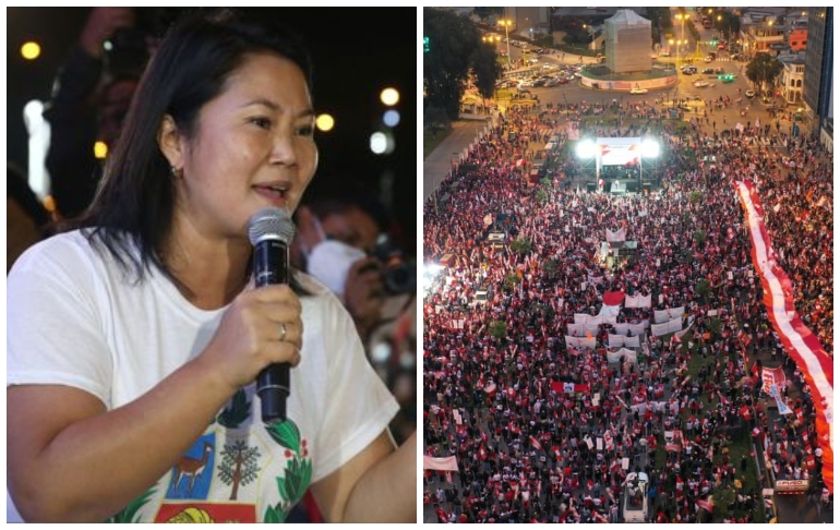 Keiko Fujimori en multitudinaria marcha ¡Respeta mi voto!: "No vamos a bajar los brazos hasta que se analice la última acta"