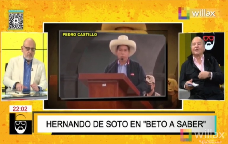 Portada: Hernando de Soto: "Don Pedro Castillo, deje usted de insistir en una Constitución nueva"