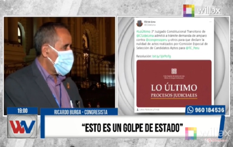 Ricardo Burga: No vamos a renunciar a nuestro derecho constitucional de elegir a los nuevos tribunos