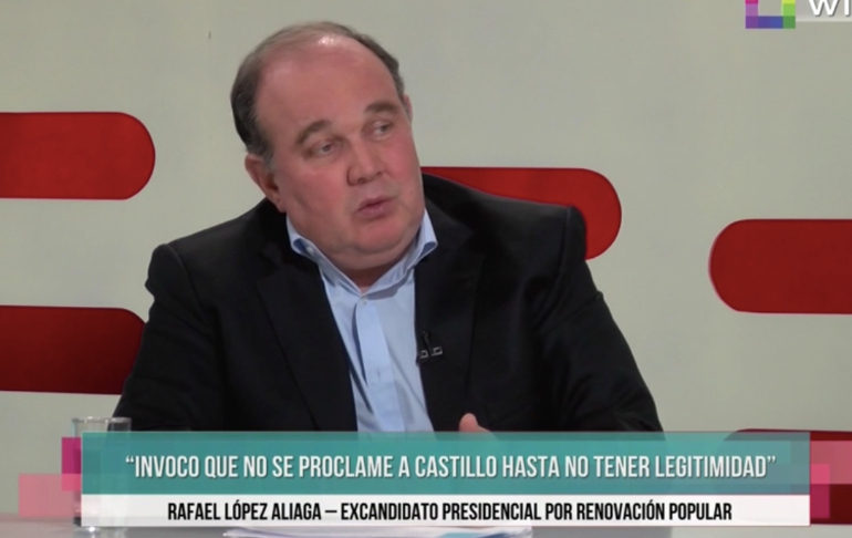 Rafael López Aliaga: "Invoco al JNE a que no proclame a Pedro Castillo porque no tiene legitimidad"