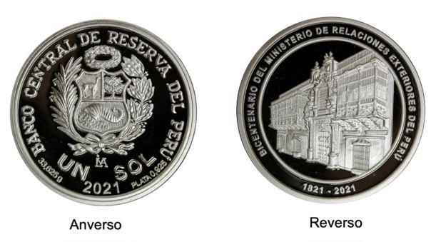 Portada: BCR emitió nueva moneda de colección por el bicentenario de Ministerio de Relaciones Exteriores