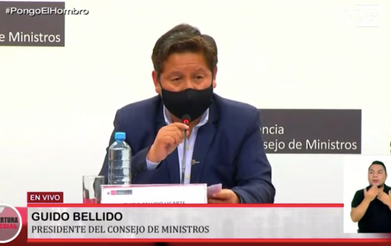 Guido Bellido anuncia aprobación de Decreto de Urgencia para entrega de bonos de 700 soles por familia