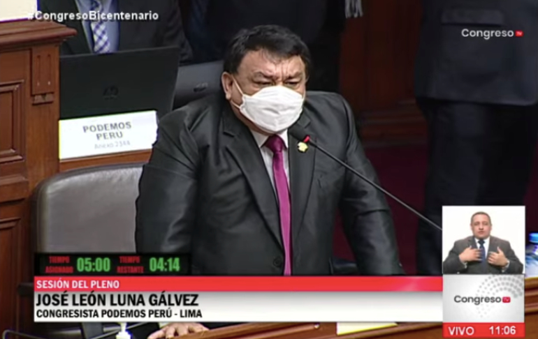 José Luna Gálvez dice que Podemos Perú votará a favor del voto de confianza para el Gabinete Guido Bellido