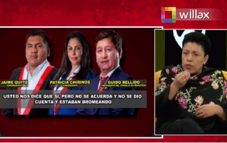 Martha Moyano sobre denuncia de Patricia Chirinos: "Guido Bellido es congresista y va a tener que responder ante la Comisión de Ética"