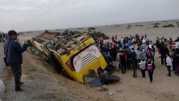 Accidente de bus en la Panamericana Norte dejó dos fallecidos y 67 heridos en Lambayeque