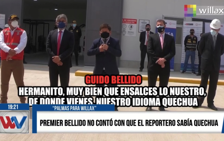 Ronald Fu Aparicio, periodista de Willax, le hace una pregunta a Guido Bellido en quechua ancashino y este queda desconcertado