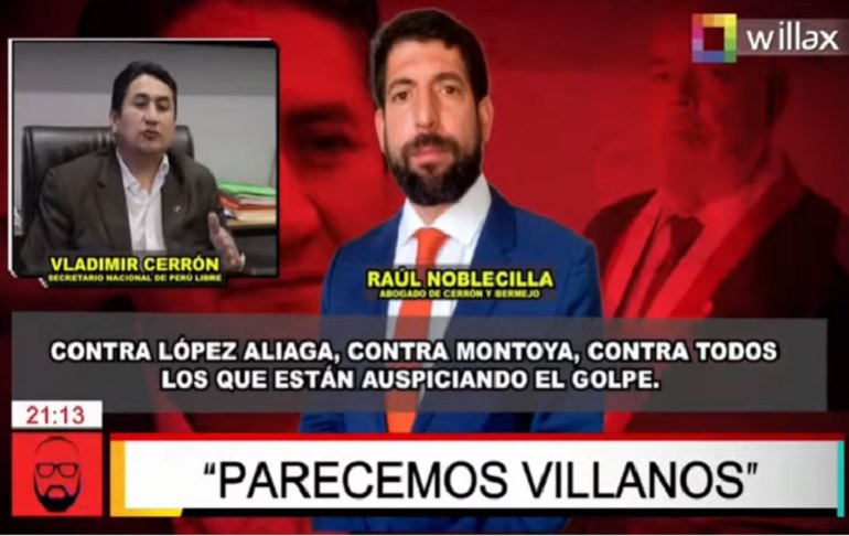 Raúl Noblecilla a Vladimir Cerrón: "Tenemos que ir a la Fiscalía a ver el tema de sedición contra todos los que están auspiciando el golpe"