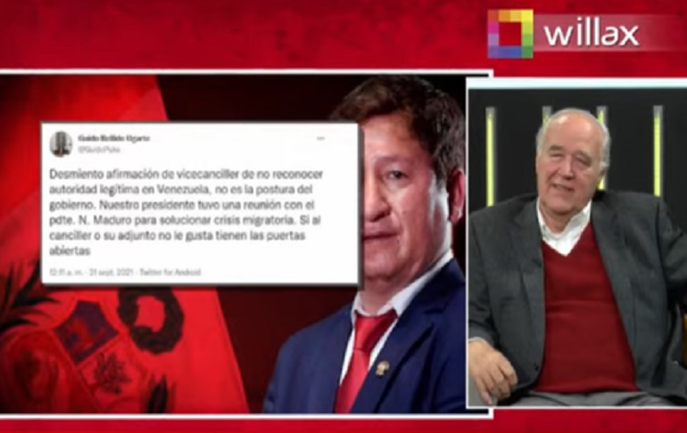 Víctor Andrés García Belaunde: Guido Bellido no puede corregir en nada al canciller Óscar Maúrtua