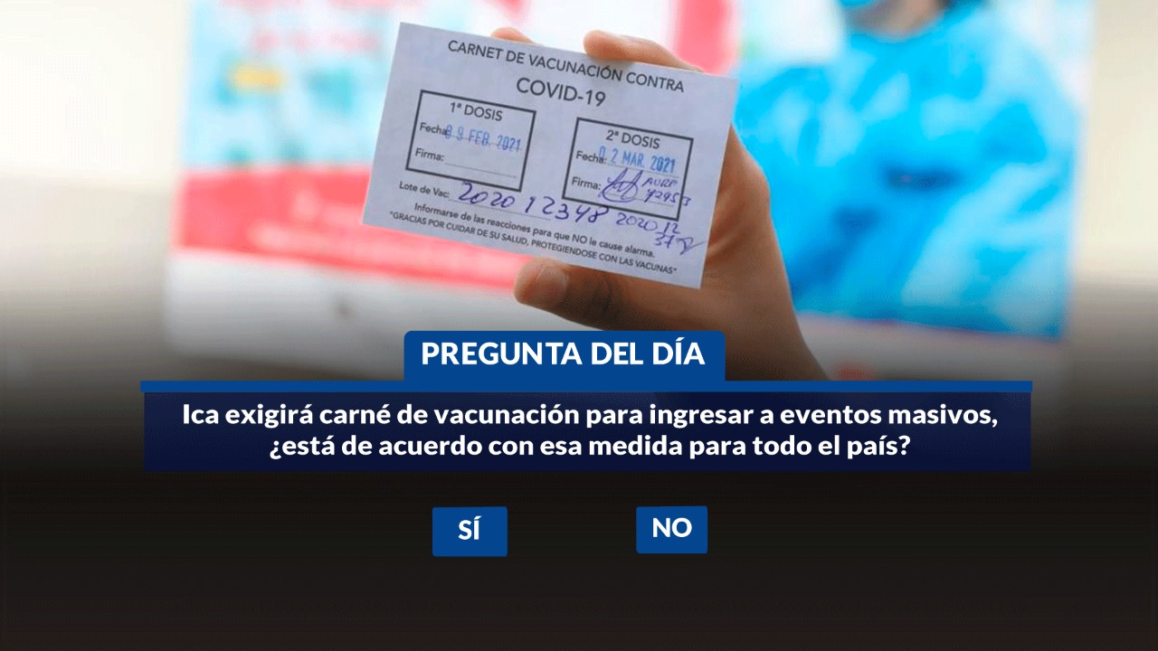 Portada: Ica exigirá carné de vacunación para ingresar a eventos masivos, ¿está de acuerdo con esa medida para todo el país?