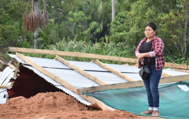 Madre de Dios: Fuertes vientos ocasionan derrumbes de casas y deja a una joven herida