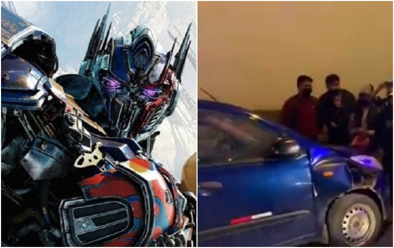 Cusco: Optimus Prime chocó con un taxi durante las grabaciones [VIDEO]