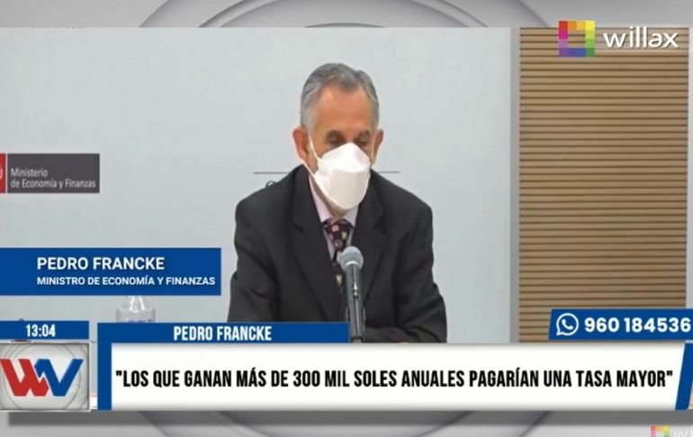 Pedro Francke: "Los que ganan más de S/ 300 mil anuales pagarán una tasa mayor del Impuesto a la Renta"