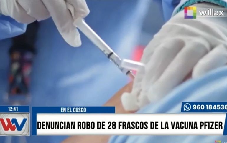 Portada: Cusco: Denuncian robo de 28 frascos de vacuna contra la covid-19 de Pfizer