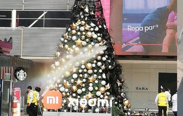 Portada: Jockey Plaza informa que el árbol de Navidad se incendió por un cortocircuito