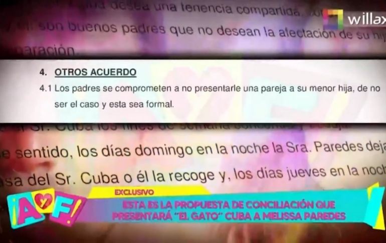 Gato Cuba le propuso a Melissa Paredes que ambos no presenten una nueva pareja a su hija