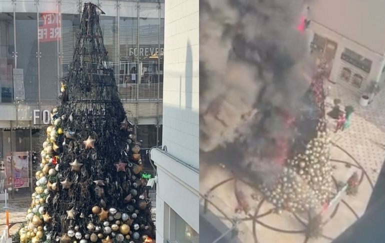 Portada: Jockey Plaza: se incendió árbol de Navidad en centro comercial