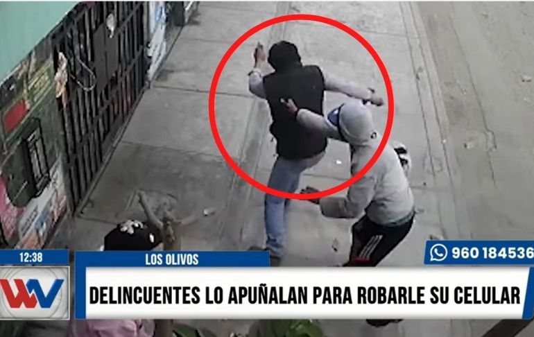 Los Olivos: Delincuente apuñala a un hombre por la espalda para robarle su celular [VIDEO]