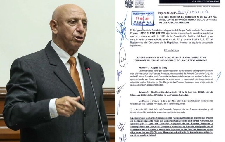 José Cueto presenta proyecto de ley para regular designación de comandantes de las Fuerzas Armadas
