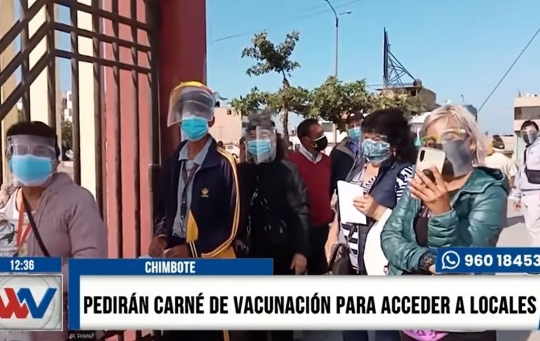 Portada: Chimbote: Pedirán carné de vacunación COVID-19 para acceder a los locales [VIDEO]