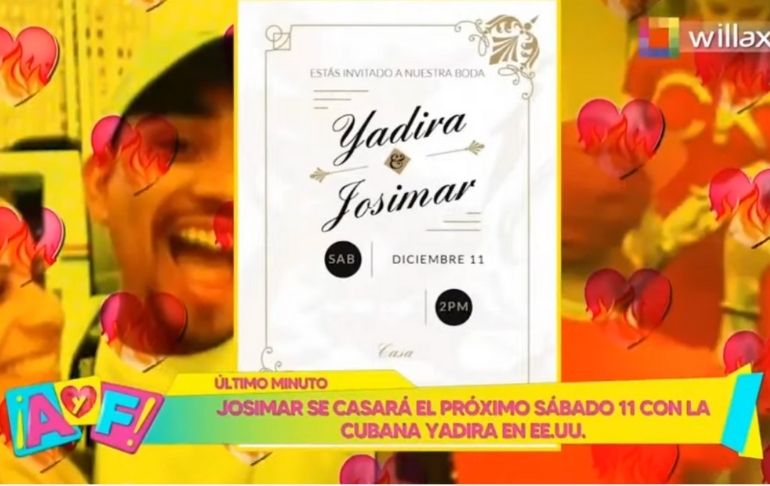 Portada: Josimar ya tiene fecha de boda con su novia cubana