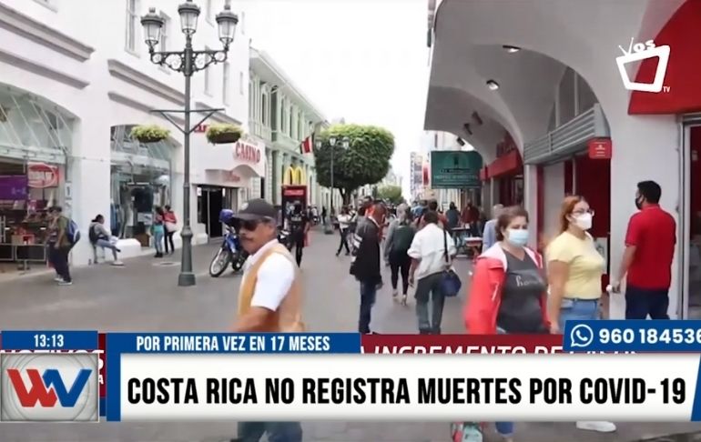 Costa Rica no registra muertes por COVID-19 por primera vez en 17 meses