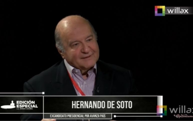 Hernando de Soto: "Mientras Pedro Castillo no jure por la constitución de 1993, es un presidente ilegítimo"