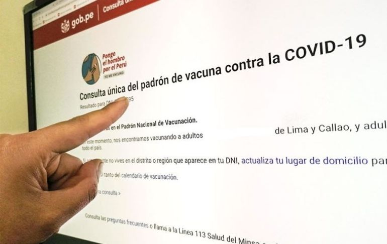 COVID-19: Antivacunas pagan por aparecer en el registro de vacunados del Minsa