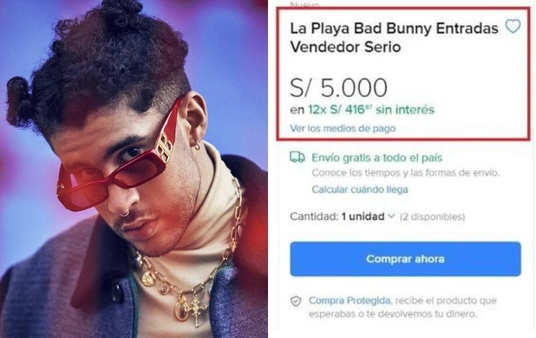 Portada: Revendedores ofrecen entradas para concierto de Bad Bunny hasta en S/ 5 mil