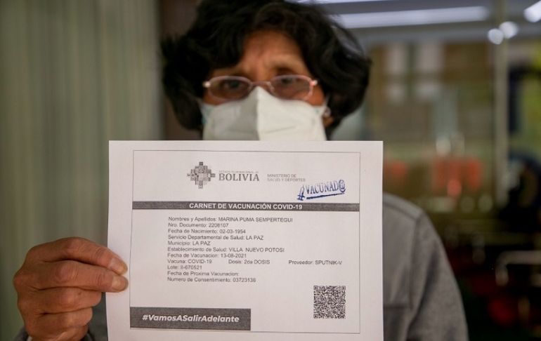 Bolivia suspende la exigencia del carné de vacunación contra la COVID-19