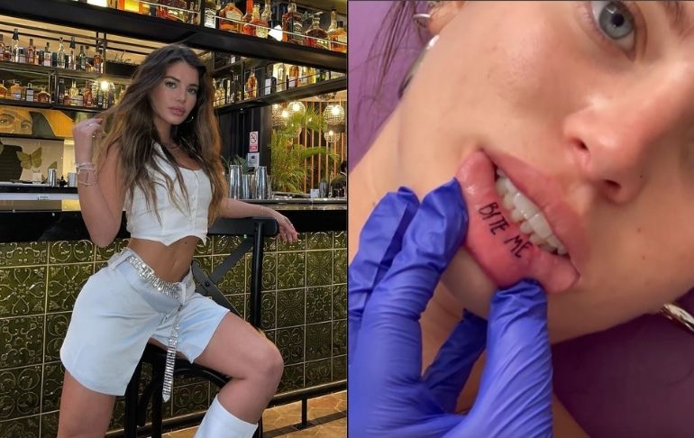 Flavia Laos se hizo un tatuaje en el labio junto a su hermana | VIDEO