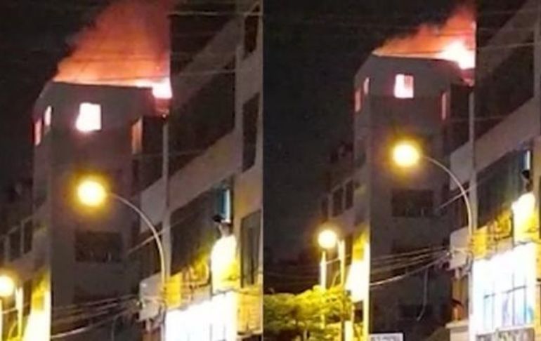 Portada: San Martín de Porres: incendio consume sexto piso de edificio tras presunta caída de bombarda