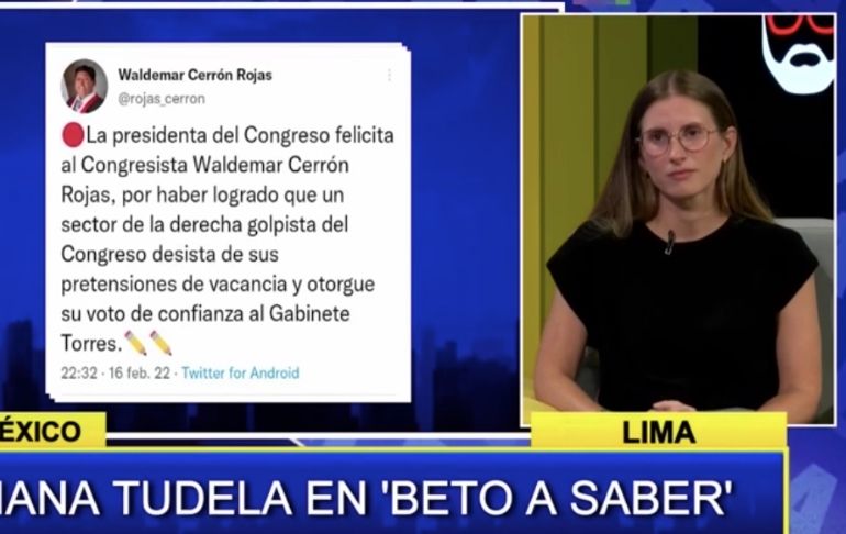 Adriana Tudela: "Es una ingenuidad pensar en llegar a una tregua con quienes no creen en la democracia"