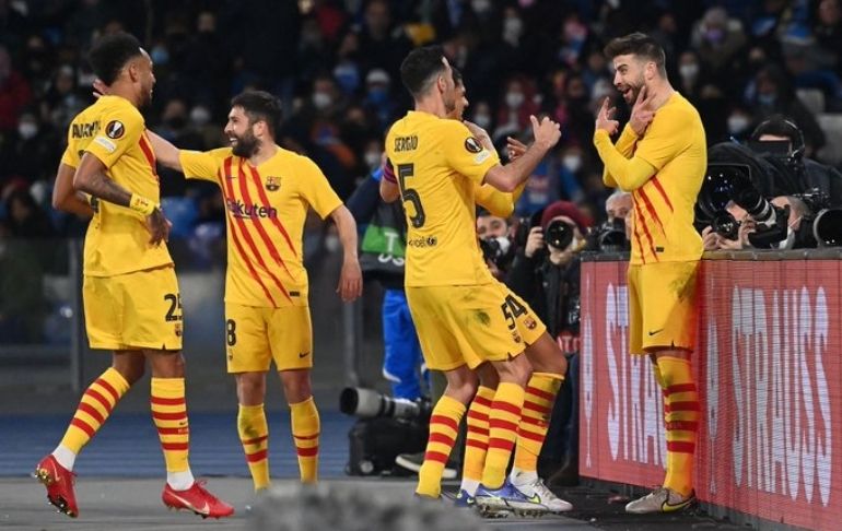 Europa League: Barcelona venció 4-2 al Napoli y clasificó a octavos de final