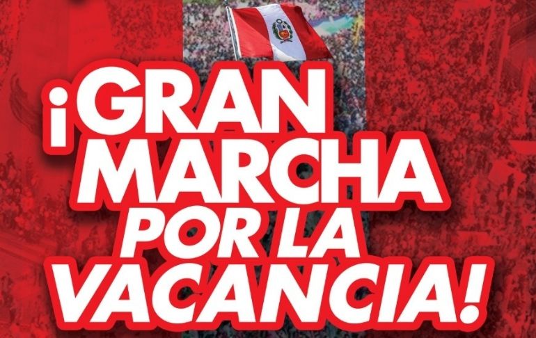 Convocan marcha por la vacancia de Pedro Castillo para este sábado 5 de marzo