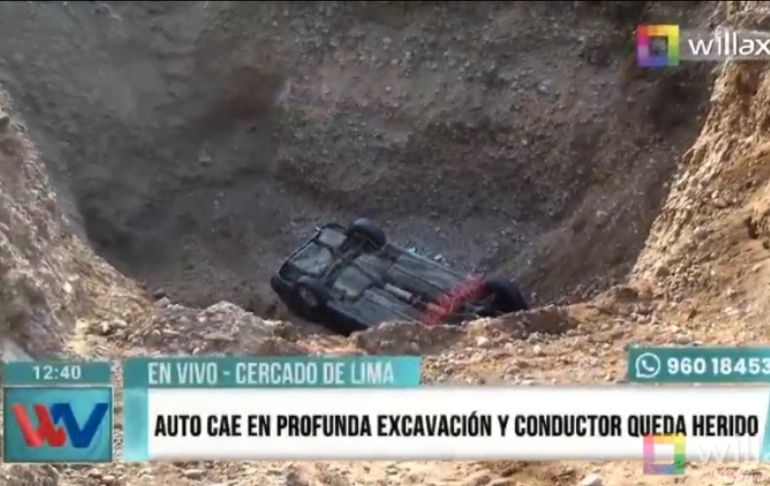 Cercado de Lima: conductor queda herido tras caer en profunda excavación en Av. Colonial