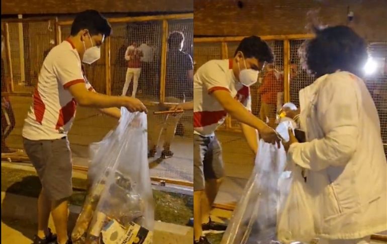 Montevideo: hinchas peruanos limpian calles luego de ‘banderazo’ en hotel de concentración