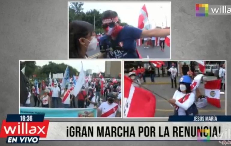 Portada: Así se desarrolla la "Gran Marcha" por la renuncia de Pedro Castillo