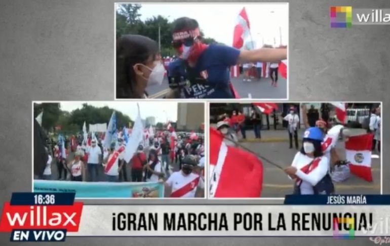 Así se desarrolla la "Gran Marcha" por la renuncia de Pedro Castillo