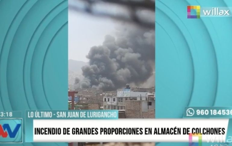Portada: San Juan de Lurigancho: reportan un fallecido en incendio en almacén de colchones