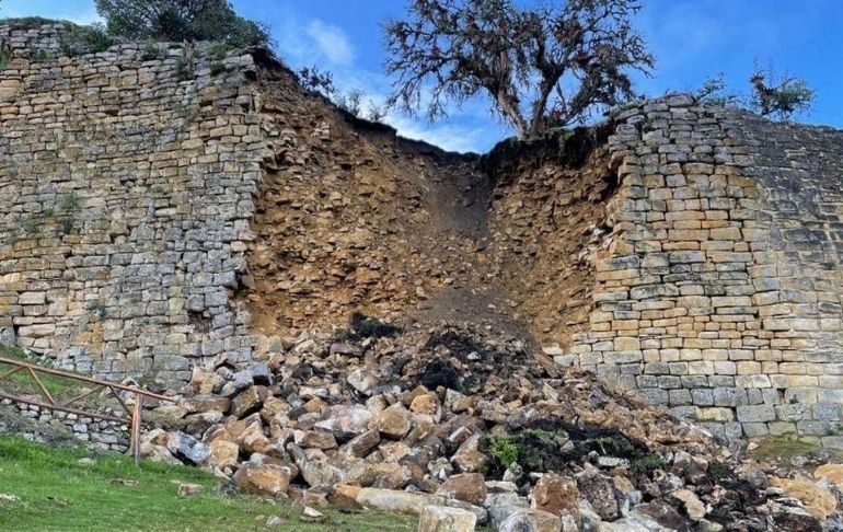 Mincul dispuso el cierre del complejo arqueológico de Kuélap tras colapso de muro