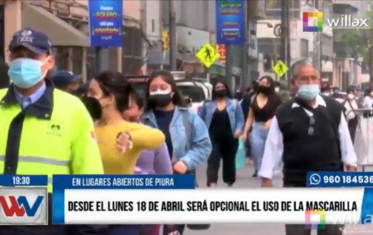 Piura: desde el lunes 18 de abril será opcional el uso de mascarilla