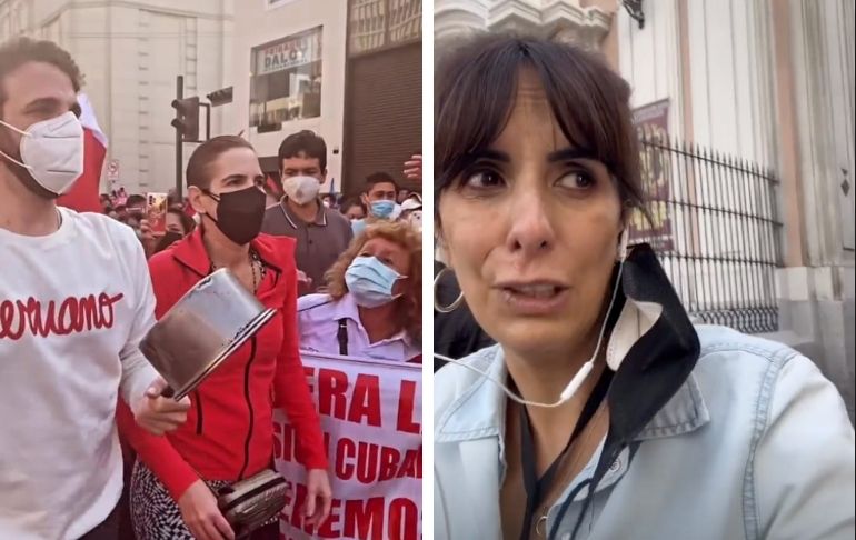 Rodrigo González, Gigi Mitre y Carla García participan en marcha contra Pedro Castillo