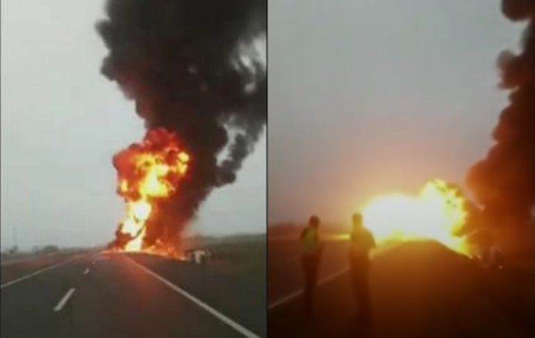 Chincha: camión que transportaba combustible se incendió en la Panamericana Sur