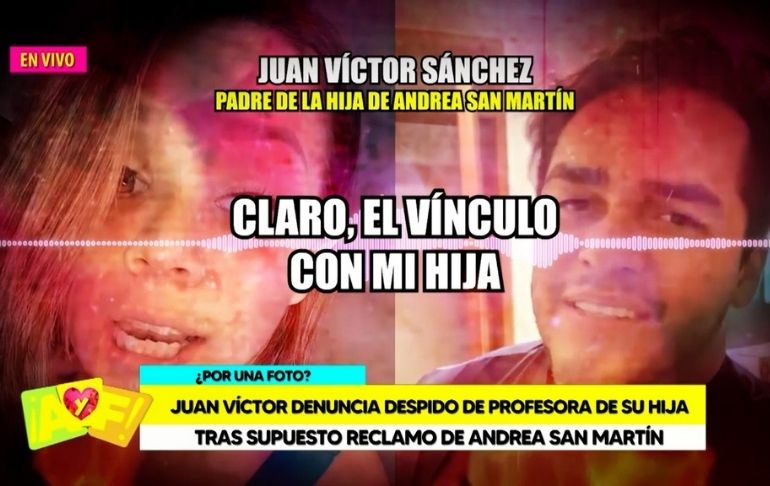 Juan Víctor sobre Andrea San Martín: "Por todos lados quiere cortarme el vínculo con mi hija"