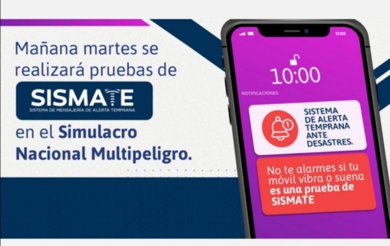 MTC: Sismate volverá a sonar este martes durante Simulacro Nacional Multipeligro