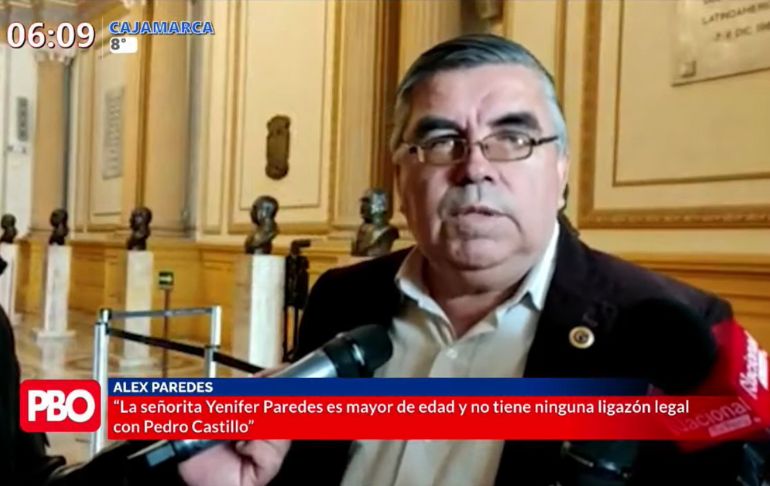 Alex Paredes sobre Yenifer Paredes: "Es de su núcleo familiar, pero no tiene ligazón legal con Pedro Castillo"