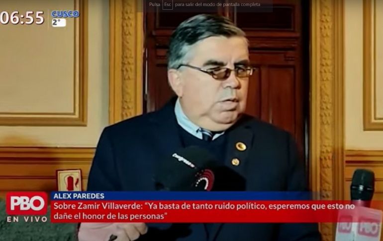 Alex Paredes sobre Zamir Villaverde: "Como ruido político ya basta"