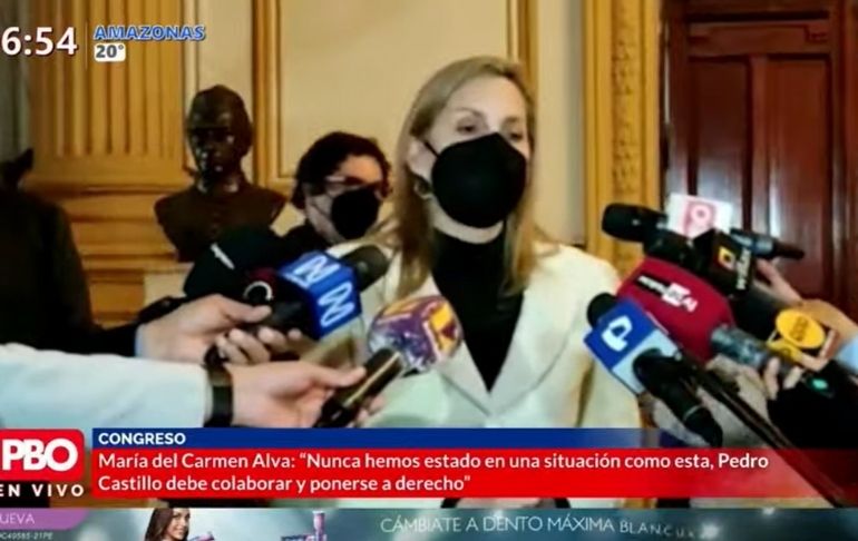 Maricarmen Alva sobre Pedro Castillo: El presidente tiene que apoyar en las investigaciones